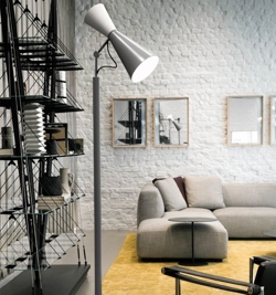 Parliament vloerlamp, wit/mat grijs