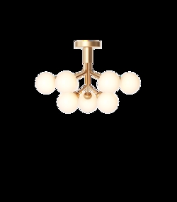 Apiales 9 plafondlamp, geborsteld messing/opal