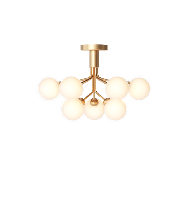 Apiales 9 plafondlamp, geborsteld messing/opal