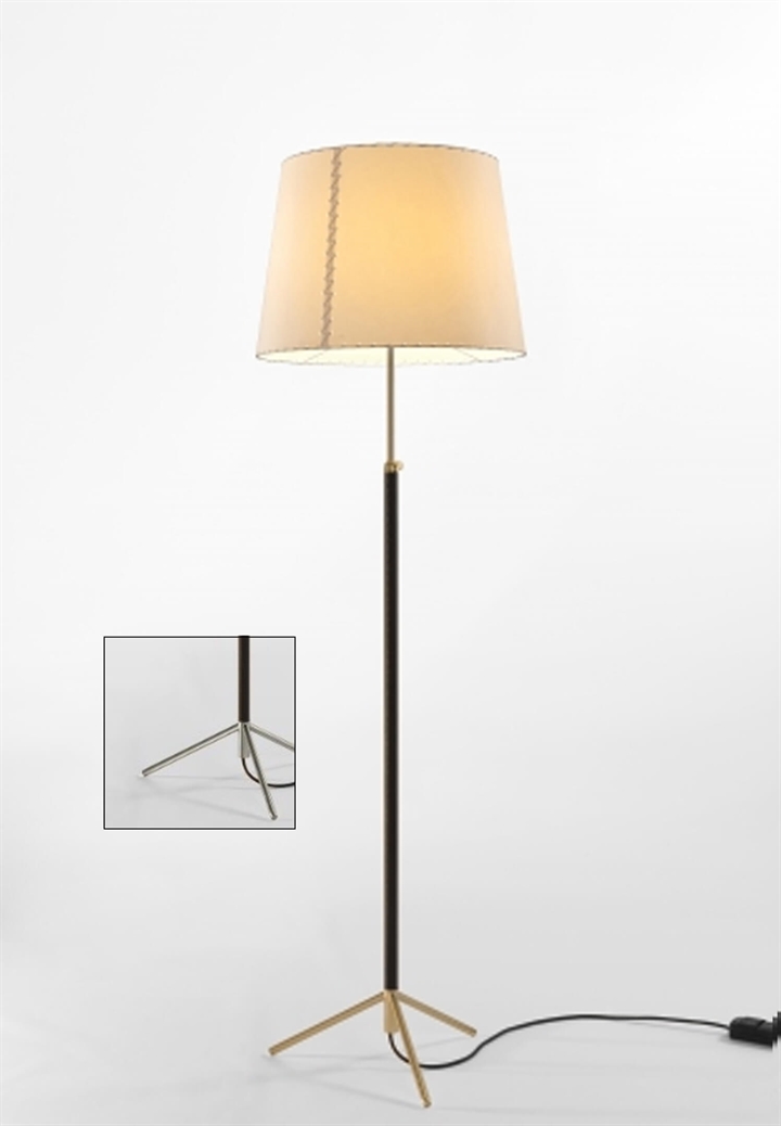 Pie de salón Vloerlamp G1 beige perkament/chroom