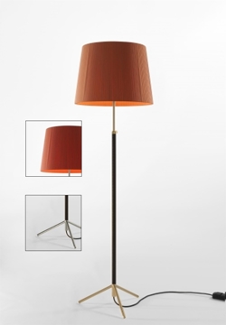 Pie de salón Vloerlamp G1 rood/chroom