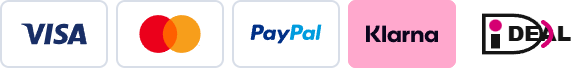 Visa, Mastercard, PayPal, Klarna, iDEAL