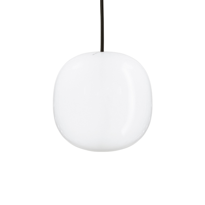 Superkube 150P hanglamp, opaal/zwarte kabel