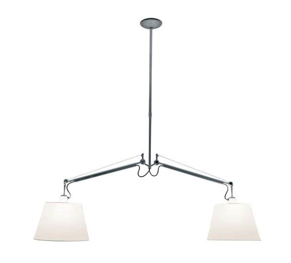 Tolomeo Sospensione Basculante 2 Bracci, Ø42 grijs satijn