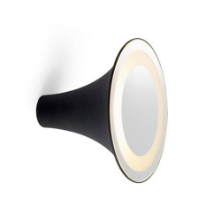 Sirens Wandlamp Ø26,5 met mat glas en grote spiegel, zwart